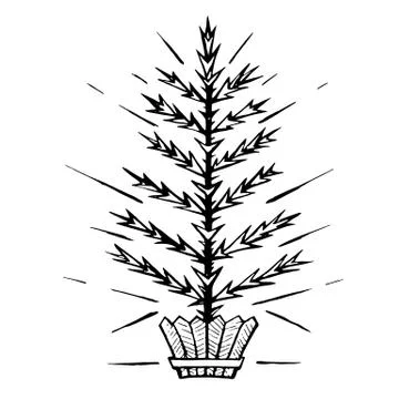 Christmas tree stylized in a pot Stock Illustration