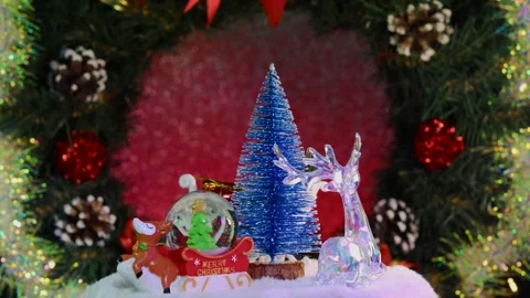 A Christmas tree surrounded by Christmas figures Stock Footage 280962254