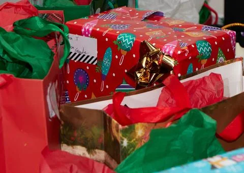 Christmas tree surrounded by presents Stock Photos