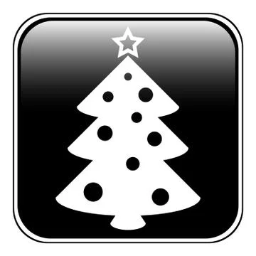 Christmas tree symbol button Stock Illustration