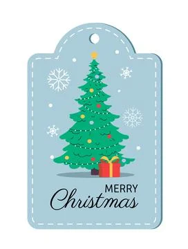 Christmas tree tag with snowflakes. Vector illustration Stockillustratie