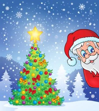 Christmas tree theme - illustration. Stock Illustration