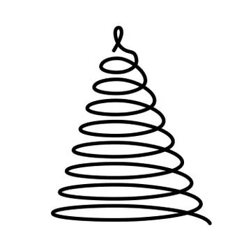 Christmas tree. Thin black wired spiral in a shape of Christmas tree. Simple Stock Illustration