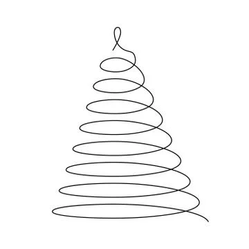 Christmas tree. Thin black wired spiral in a shape of Christmas tree. Simple Stock Illustration