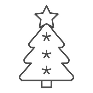 Christmas tree thin line icon. Fir-tree vector illustration isolated on white Stock Illustration
