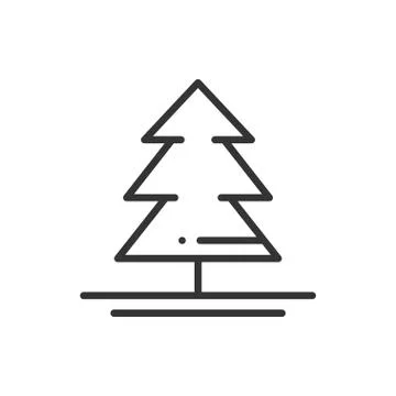 Christmas tree thin line icon. Spruce fir. New Year celebration outline decor Stock Illustration