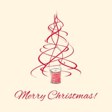 Christmas tree, thread xmas decoration Stock Illustration