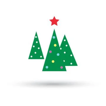 Christmas tree three with a star, vector illustration Stock Illustration