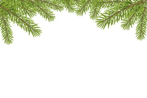 Christmas tree top frame isolated on white background Illustrazione stock