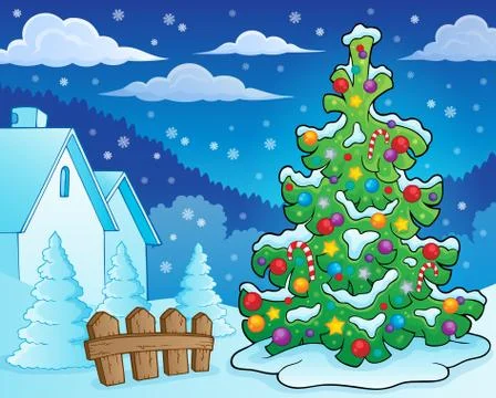 Christmas tree topic image - eps10 vector illustration. Stock Illustration