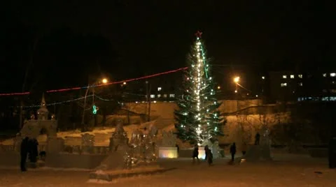 Christmas Tree in town of Divnogorsk Video stock 18664458