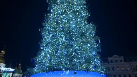 Christmas Tree In The Town Square Stock Footage 100602675