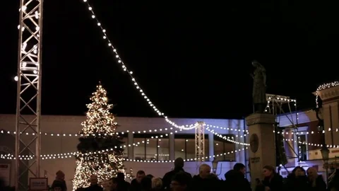 Christmas tree on town's Main Square in Klaipeda, Lithuania Stock Footage 83732273