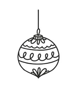 Christmas Tree Toy Balloon Vector Illustration Doodle Isolated on White Stock Illustration