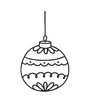 Christmas Tree Toy Balloon Vector Illustration Doodle Isolated on White Backg Stock Illustration