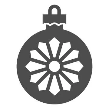 Christmas tree toy with flower solid icon, Christmas concept, Star ball toy sign Stock Illustration