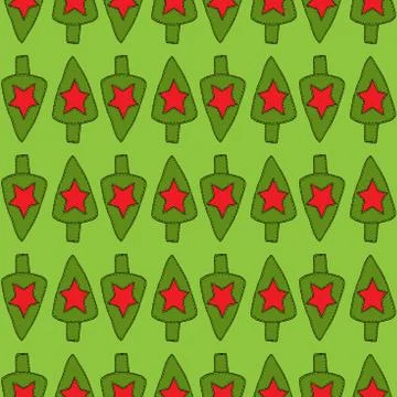 Christmas tree toy pattern with red star Stock Illustration