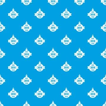 Christmas tree toy pattern seamless blue Stock Illustration