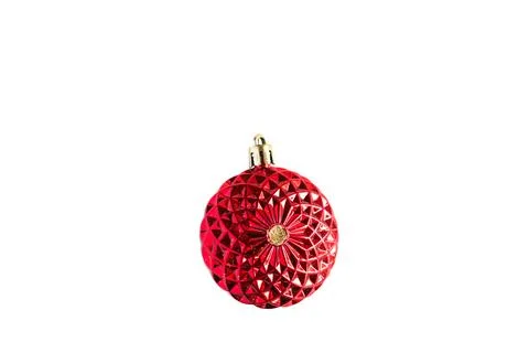 Christmas tree toy-round shape, flat suspension. Isolate on a white backgro.. Stock Photos