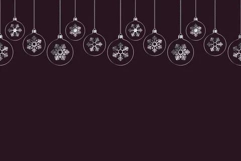 Christmas tree toy with a snowflake inside. Seamless horizontal border. Stock Illustration