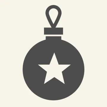 Christmas tree toy solid icon. Christmas ball glyph style pictogram on white 库存插图