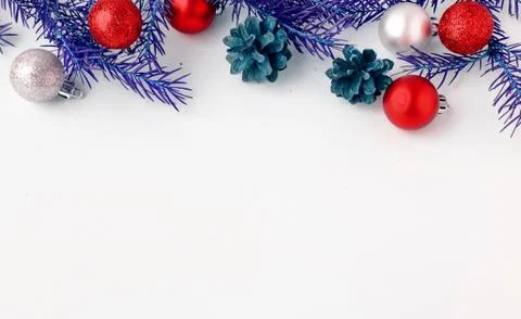 Christmas tree toys on a white background. Christmas decorations Stock Photos