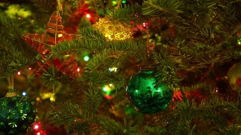 Christmas tree tracking shot with pan Video stock 84956275