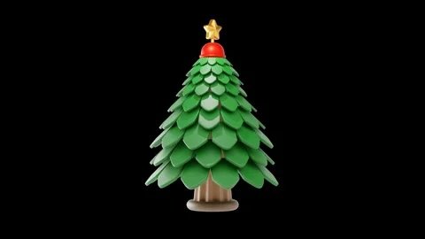 Christmas Tree with Transparent Background in 3D Animation Stock Footage 309319182