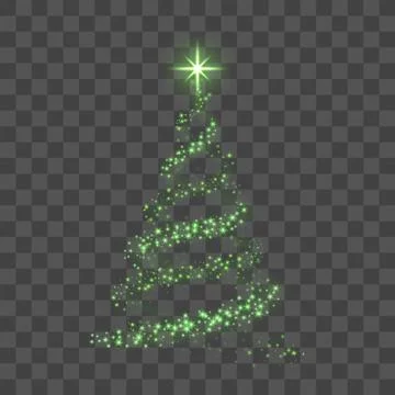 Christmas tree on transparent background. Green Christmas tree as symbol of H Stock Illustration