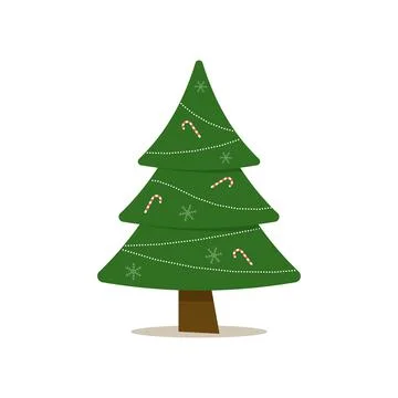 Christmas tree with tree ball and tree toy. Flat vector illustration Stock Illustration