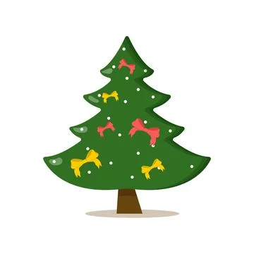Christmas tree with tree ball and tree toy. Flat vector illustration Stock Illustration