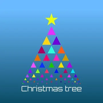 Christmas tree triangles isolated on blue background. Vector illustration Illustrazione stock