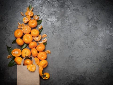 Christmas tree - triangular shape, tangerine pattern Stock Photos