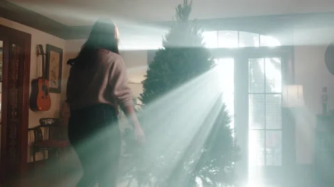 Christmas Tree Trimming And Set Up 6K 48FPS SLO-MO Stock Footage 144280433
