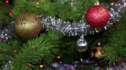 Christmas tree twinkle lights Stock Footage 12475109