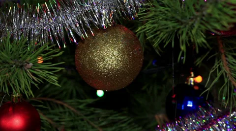 Christmas tree twinkle lights, FULL HD Stock Footage 32503079