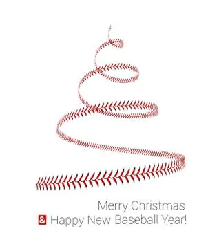 Christmas tree twisted in the form of lacing from a baseball. Vector 3d Stock Illustration