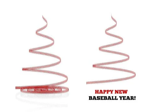 Christmas tree twisted in the form of lacing from a baseball. Vector 3d Stock Illustration