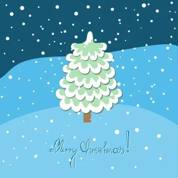 Christmas tree under the snow in winter. Stock Illustration