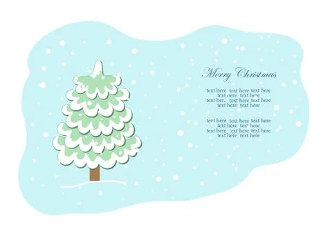 Christmas tree under the snow in winter. Stock Illustration