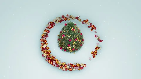 Christmas Tree Upside Down Firework Burst Stock Footage 322573033