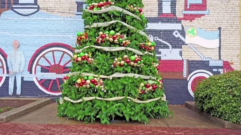 Christmas tree using drone from bottom to top Stock Footage 71780510