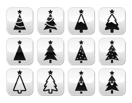 Christmas tree vector buttons set Stock Illustration