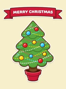 Christmas tree. Vector cartoon illustration Stock Illustration