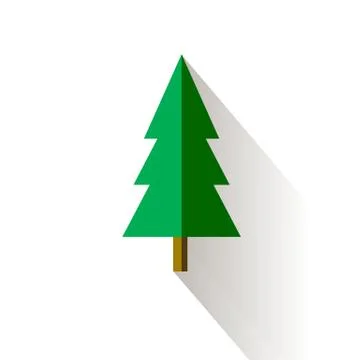 Christmas tree in vector flat design style. Fir tree icon isolated on white Stock Illustration