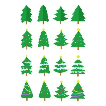Christmas Tree Vector Graphic Set 库存插图