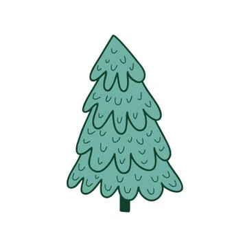 Christmas tree. Vector hand drawn illustration. Color illustration. Stock Illustration