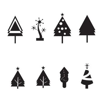 Christmas  tree Vector Icon Set – Black Stock Illustration