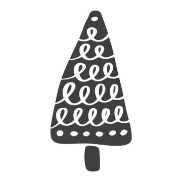 Christmas Tree vector icon silhouette. Simple contour symbol. Isolated on white Illustrazione stock