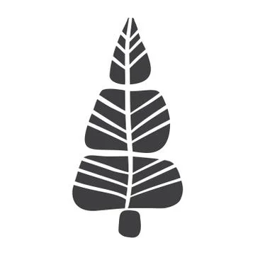 Christmas Tree vector icon silhouette. Simple contour symbol. Isolated on white Illustrazione stock